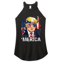 Trump Merica Murica 4th Of July American Flag Women's Perfect Tri Rocker Tank