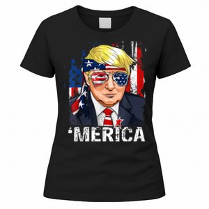 Trump Merica Murica 4th Of July American Flag Women's T-Shirt