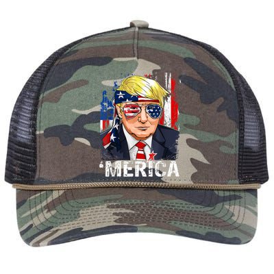 Trump Merica Murica 4th Of July American Flag Retro Rope Trucker Hat Cap