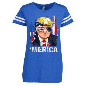 Trump Merica Murica 4th Of July American Flag Enza Ladies Jersey Football T-Shirt