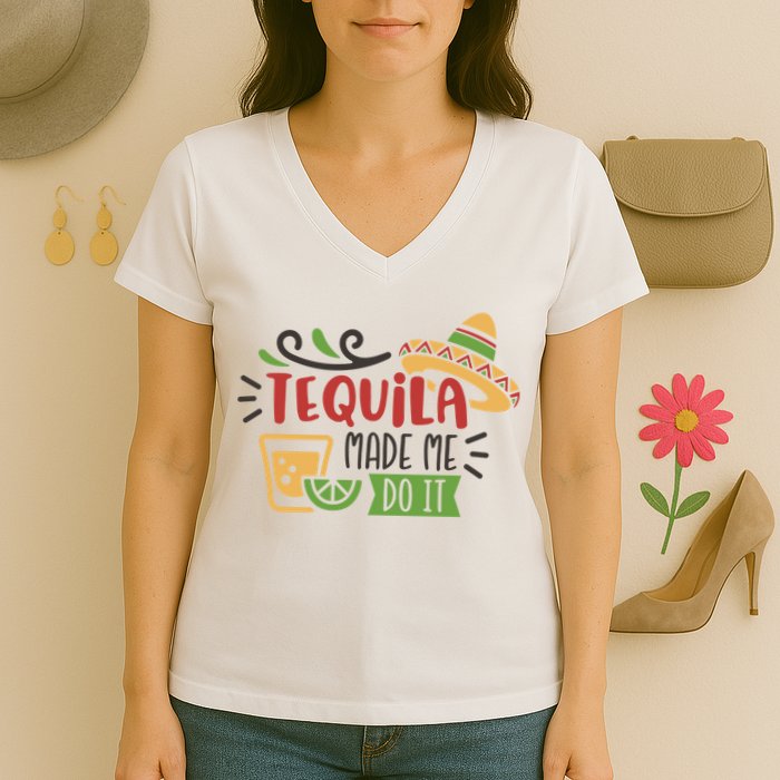 Tequila Made Me Do It Cinco De Mayo Women's V-Neck T-Shirt