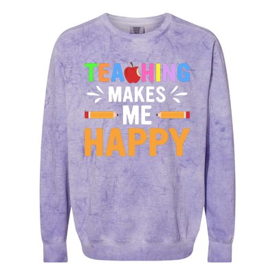 Teacher Make Me Happy Back To School Colorblast Crewneck Sweatshirt