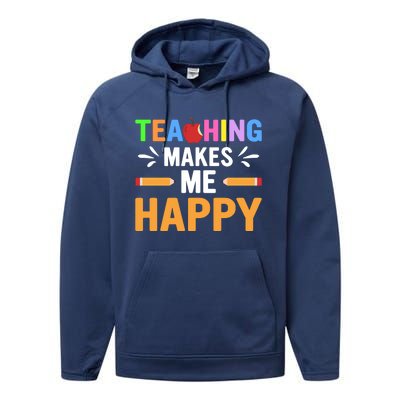 Teacher Make Me Happy Back To School Performance Fleece Hoodie