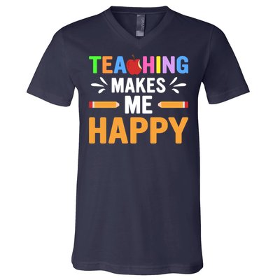 Teacher Make Me Happy Back To School V-Neck T-Shirt