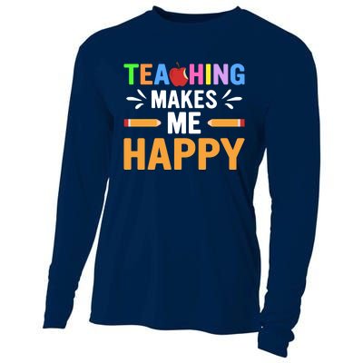 Teacher Make Me Happy Back To School Cooling Performance Long Sleeve Crew