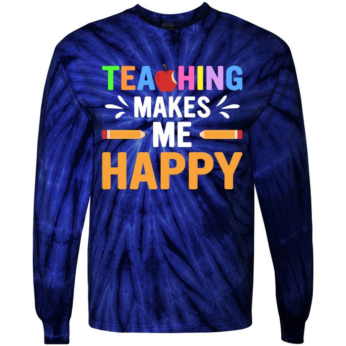 Teacher Make Me Happy Back To School Tie-Dye Long Sleeve Shirt