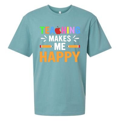 Teacher Make Me Happy Back To School Sueded Cloud Jersey T-Shirt