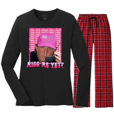 Trump Miss Me Yet Funny Trump 2024 Women's Long Sleeve Flannel Pajama Set 