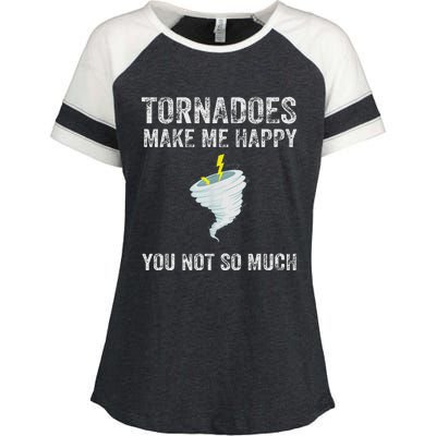 Tornadoes Make Me Happy Funny Design Enza Ladies Jersey Colorblock Tee