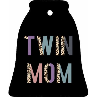 Twin Mom Mother's Day Twin Mom Leopard Ceramic Bell Ornament