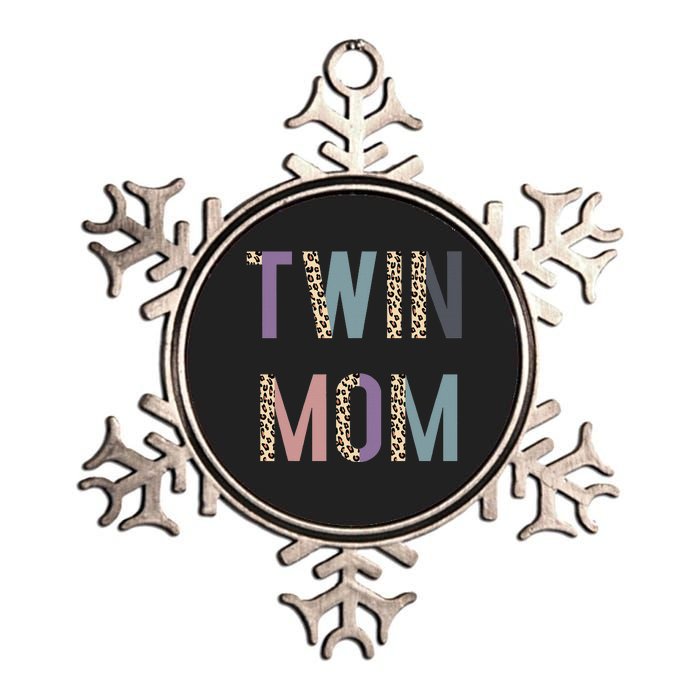 Twin Mom Mother's Day Twin Mom Leopard Metallic Star Ornament