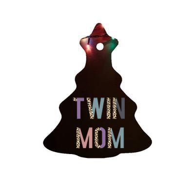 Twin Mom Mother's Day Twin Mom Leopard Ceramic Tree Ornament