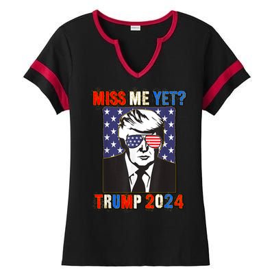 Trump Miss Me Yet Trump 2024 Patriotic 4th Of July Trump Ladies Halftime Notch Neck Tee