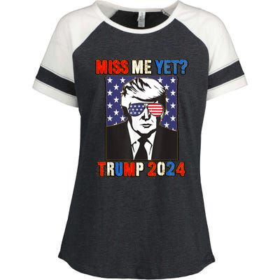 Trump Miss Me Yet Trump 2024 Patriotic 4th Of July Trump Enza Ladies Jersey Colorblock Tee