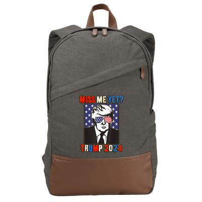 Trump Miss Me Yet Trump 2024 Patriotic 4th Of July Trump Cotton Canvas Backpack