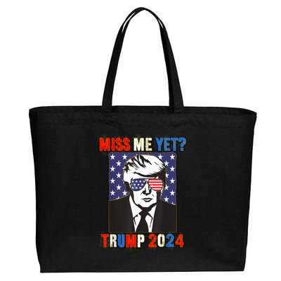 Trump Miss Me Yet Trump 2024 Patriotic 4th Of July Trump Cotton Canvas Jumbo Tote