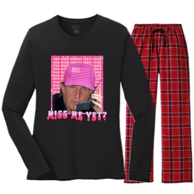 Trump Miss Me Yet Trump 2024 Republican Women's Long Sleeve Flannel Pajama Set 