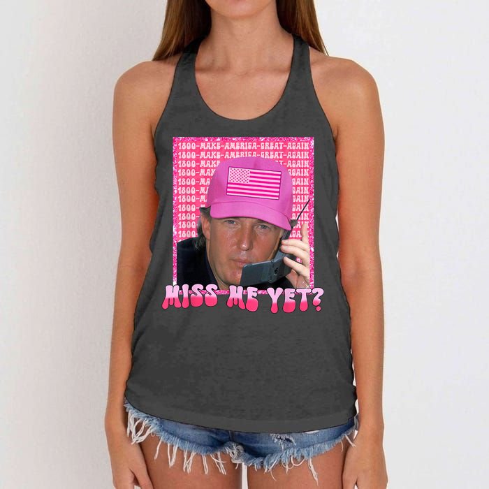 Trump Miss Me Yet Trump 2024 Republican Women's Knotted Racerback Tank