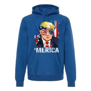 Trump Merica Murica 4th Of July American Flag Gift Premium Hoodie