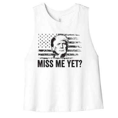 Trump Miss Me Yet Trump 2024 America Flag Ill Be Back Women's Racerback Cropped Tank