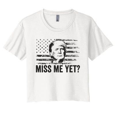 Trump Miss Me Yet Trump 2024 America Flag Ill Be Back Women's Crop Top Tee