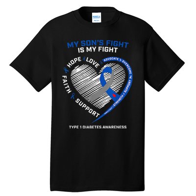 T1D Mom My Son's Fight Is My Fight Type 1 Diabetes Awareness Tall T-Shirt