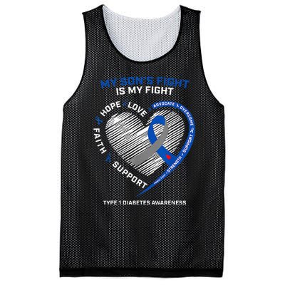 T1D Mom My Son's Fight Is My Fight Type 1 Diabetes Awareness Mesh Reversible Basketball Jersey Tank