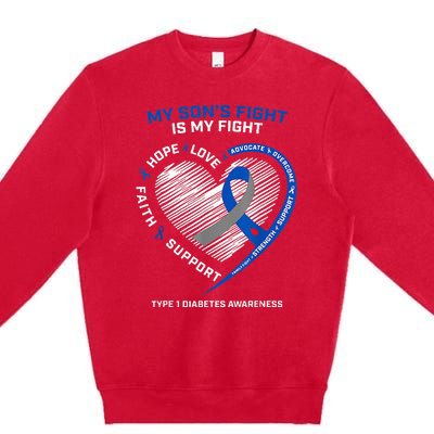 T1D Mom My Son's Fight Is My Fight Type 1 Diabetes Awareness Premium Crewneck Sweatshirt