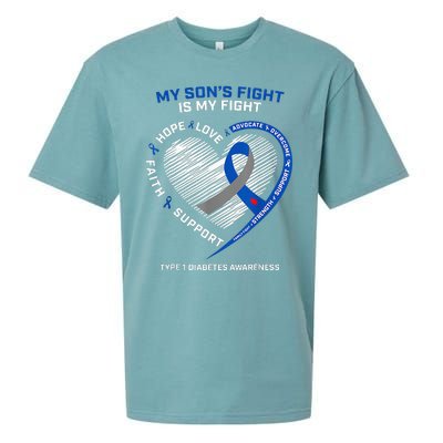 T1D Mom My Son's Fight Is My Fight Type 1 Diabetes Awareness Sueded Cloud Jersey T-Shirt