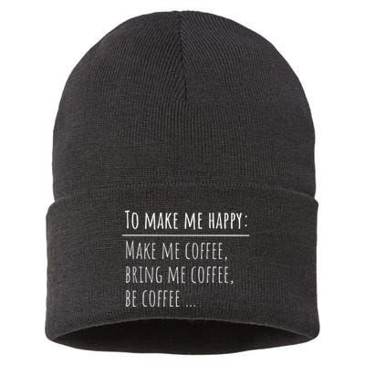 To Make Me Happy Coffee Lover List Funny Sustainable Knit Beanie