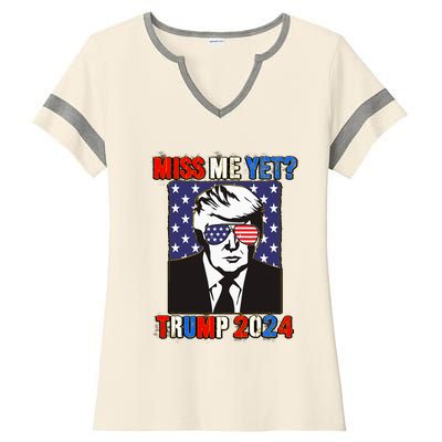 Trump Miss Me Yet Trump 2024 Patriotic 4th Of July Trump Ladies Halftime Notch Neck Tee