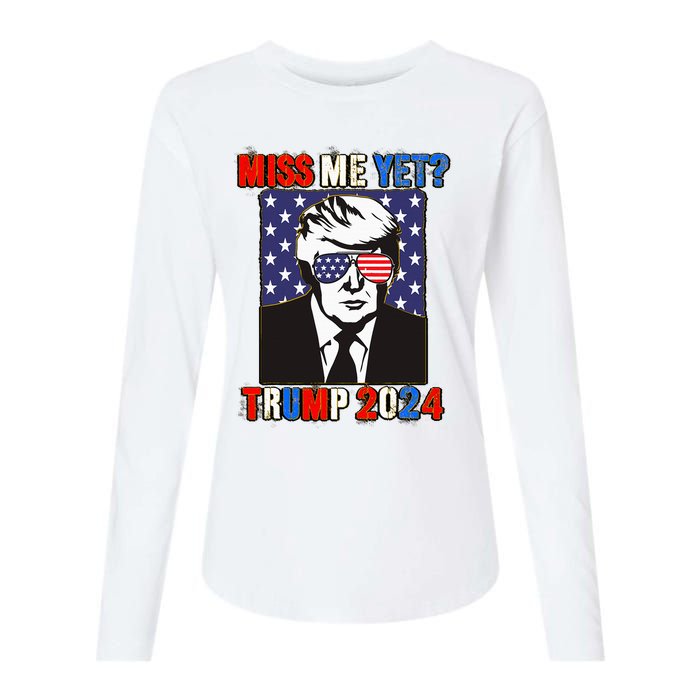 Trump Miss Me Yet Trump 2024 Patriotic 4th Of July Trump Womens Cotton Relaxed Long Sleeve T-Shirt