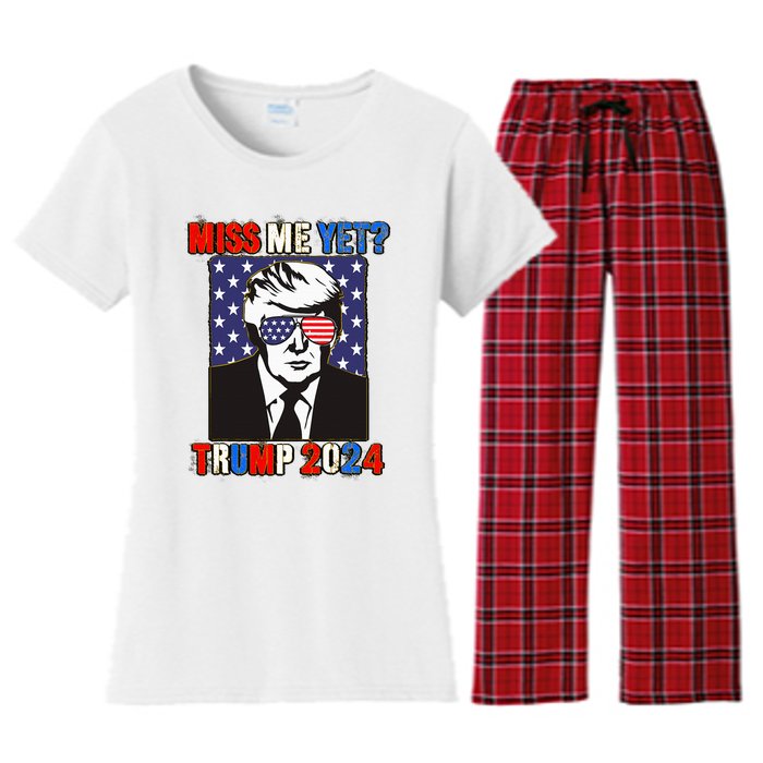 Trump Miss Me Yet Trump 2024 Patriotic 4th Of July Trump Women's Flannel Pajama Set