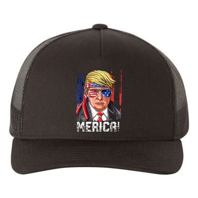 Trump Merica, Murica 4th Of July American Flag Yupoong Adult 5-Panel Trucker Hat