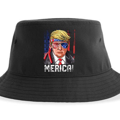 Trump Merica, Murica 4th Of July American Flag Sustainable Bucket Hat