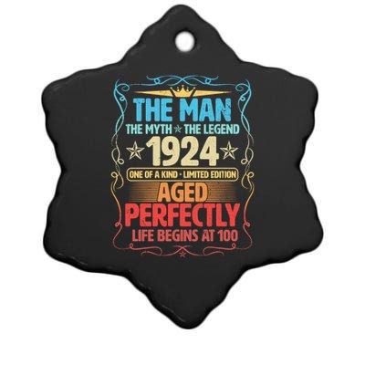 The Man Myth Legend 1924 Aged Perfectly 100th Birthday Ceramic Star Ornament