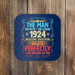 The Man Myth Legend 1924 Aged Perfectly 100th Birthday Coaster