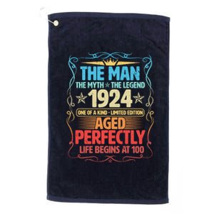 The Man Myth Legend 1924 Aged Perfectly 100th Birthday Platinum Collection Golf Towel