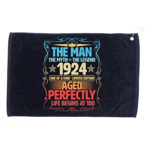 The Man Myth Legend 1924 Aged Perfectly 100th Birthday Grommeted Golf Towel