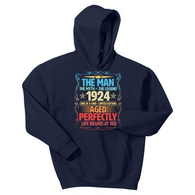 The Man Myth Legend 1924 Aged Perfectly 100th Birthday Kids Hoodie