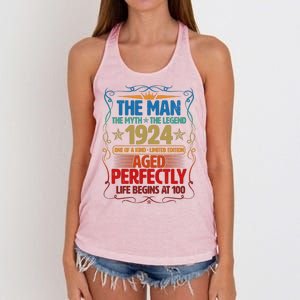 The Man Myth Legend 1924 Aged Perfectly 100th Birthday Women's Knotted Racerback Tank