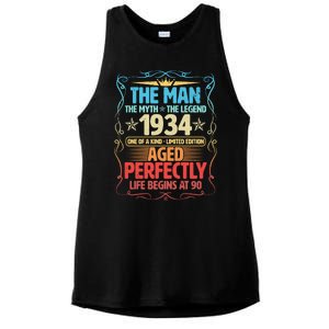 The Man Myth Legend 1934 Aged Perfectly 90th Birthday Ladies PosiCharge Tri-Blend Wicking Tank