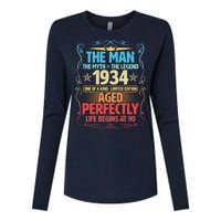 The Man Myth Legend 1934 Aged Perfectly 90th Birthday Womens Cotton Relaxed Long Sleeve T-Shirt