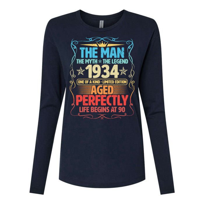 The Man Myth Legend 1934 Aged Perfectly 90th Birthday Womens Cotton Relaxed Long Sleeve T-Shirt