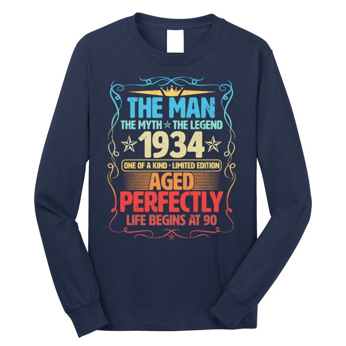 The Man Myth Legend 1934 Aged Perfectly 90th Birthday Long Sleeve Shirt