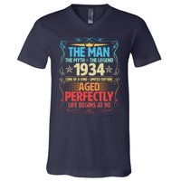 The Man Myth Legend 1934 Aged Perfectly 90th Birthday V-Neck T-Shirt