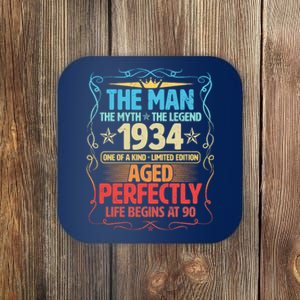 The Man Myth Legend 1934 Aged Perfectly 90th Birthday Coaster