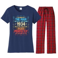 The Man Myth Legend 1934 Aged Perfectly 90th Birthday Women's Flannel Pajama Set