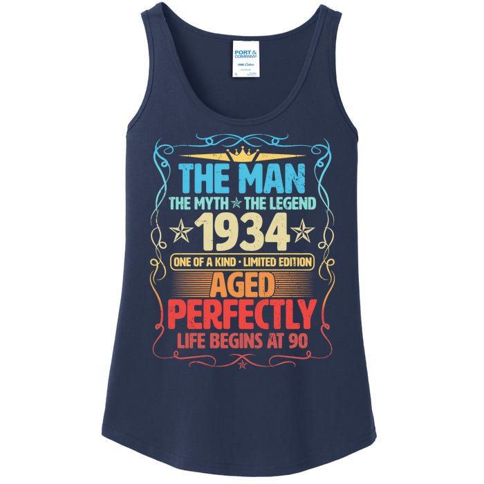 The Man Myth Legend 1934 Aged Perfectly 90th Birthday Ladies Essential Tank