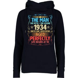 The Man Myth Legend 1934 Aged Perfectly 90th Birthday Womens Funnel Neck Pullover Hood